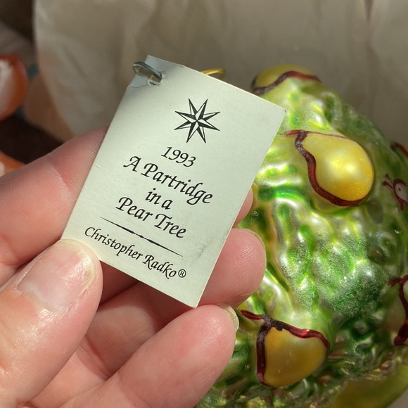 CHRISTOPHER RADKO A PARTRIDGE IN A PEAR TREE TWELVE DAYS OF CHRISTMAS ORNAMENT - Picture 3 of 5